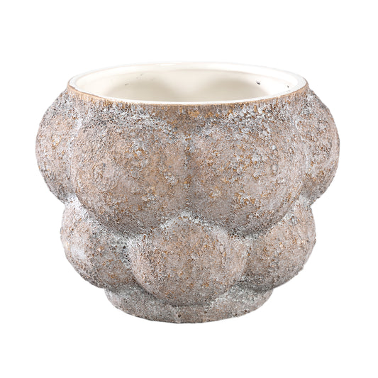 Fareeda Brown Ceramic Pot Circles Shape L