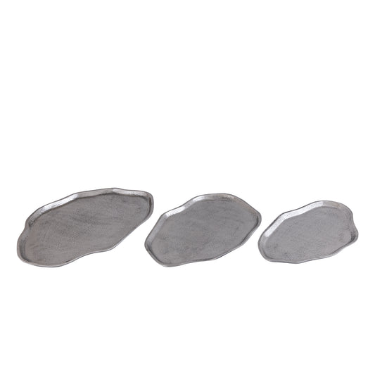 Louiza Silver Casted Alu Organic Shape Plate L