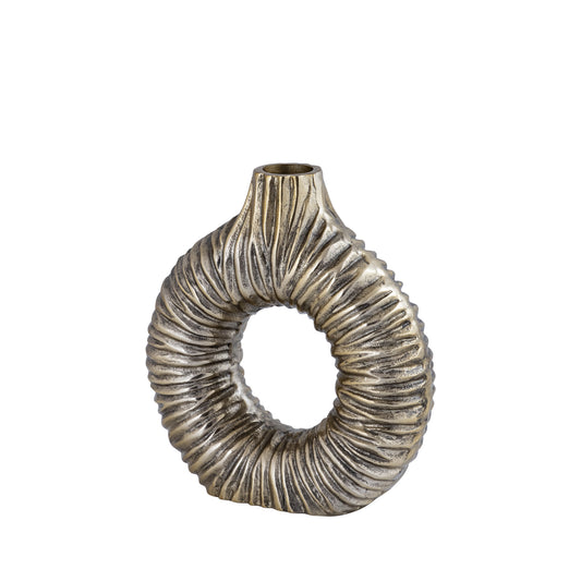 Jiss Gouden Aluminium Open Vaas Rond S 20x20x6.5 cm
