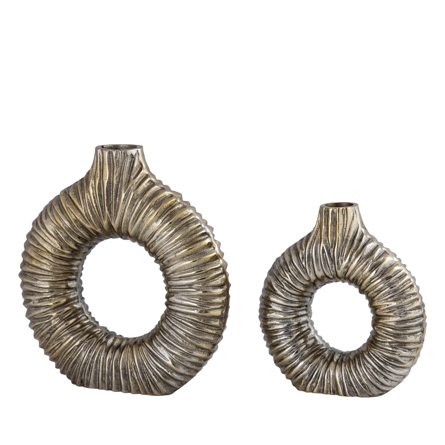 Jiss Gold Casted Alu Open Vase Round L