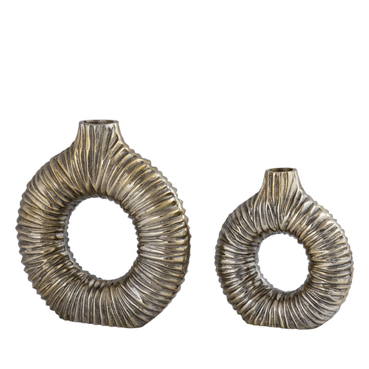 Jiss Gold Casted Alu Open Vase Round L