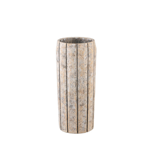 Imani Taupe Cement Pot High With Stripes M