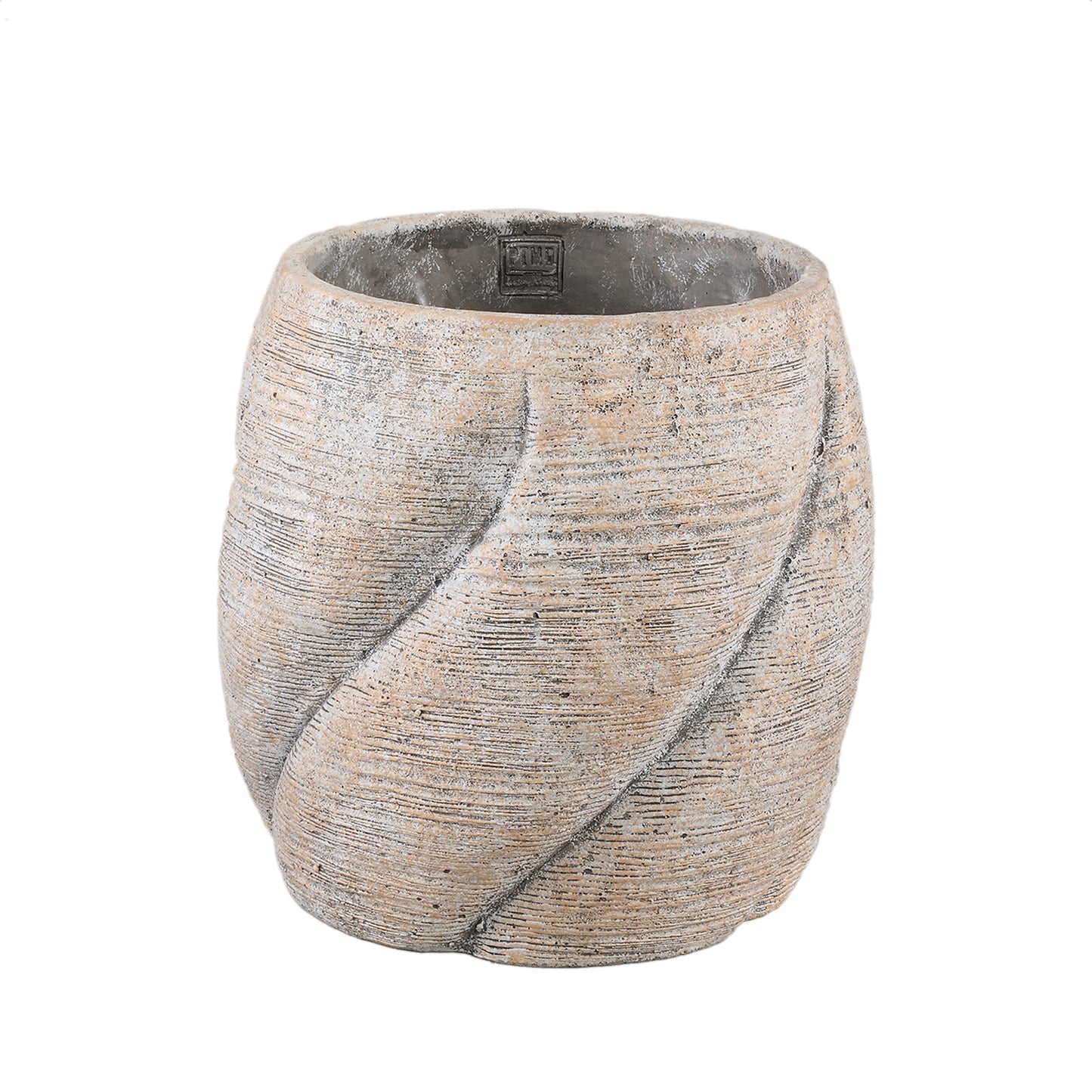 Evanthia Taupe Cement Pot Swirl Round M