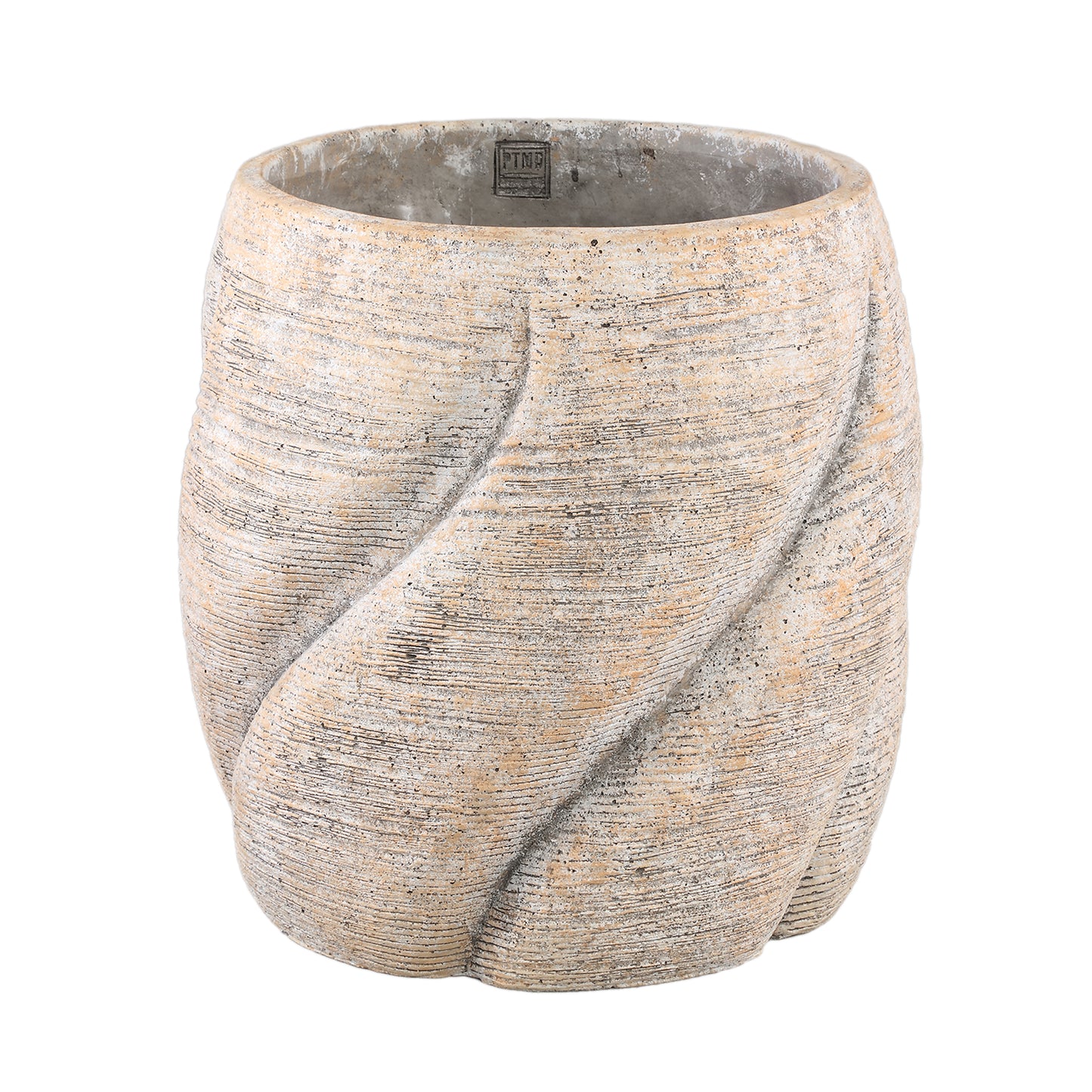 Evanthia Taupe Cement Pot Swirl Round L