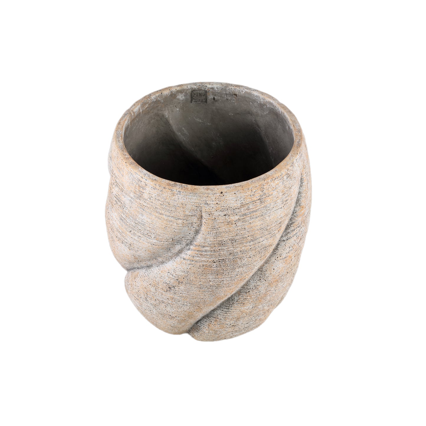 Evanthia Taupe Cement Pot Swirl Round L