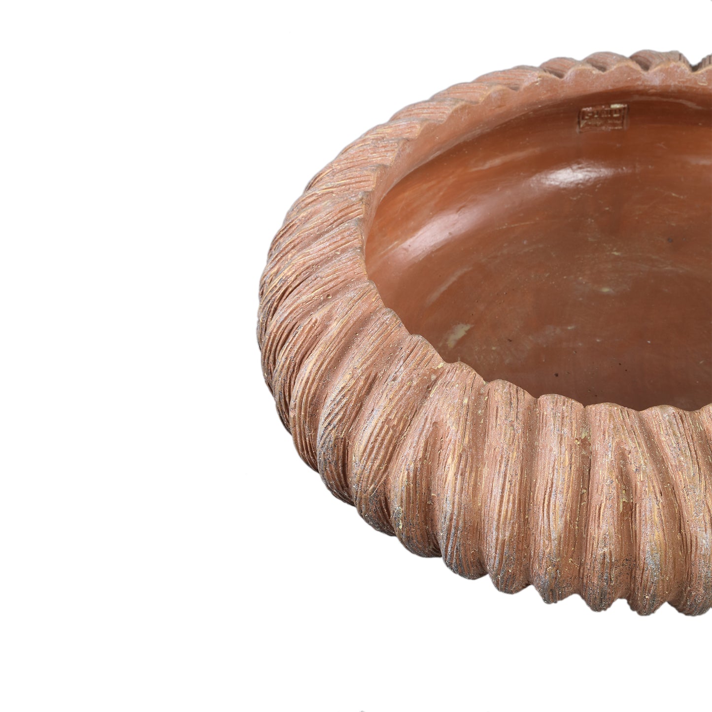 Revil Copper Cement Pot Round With Stripes Low L