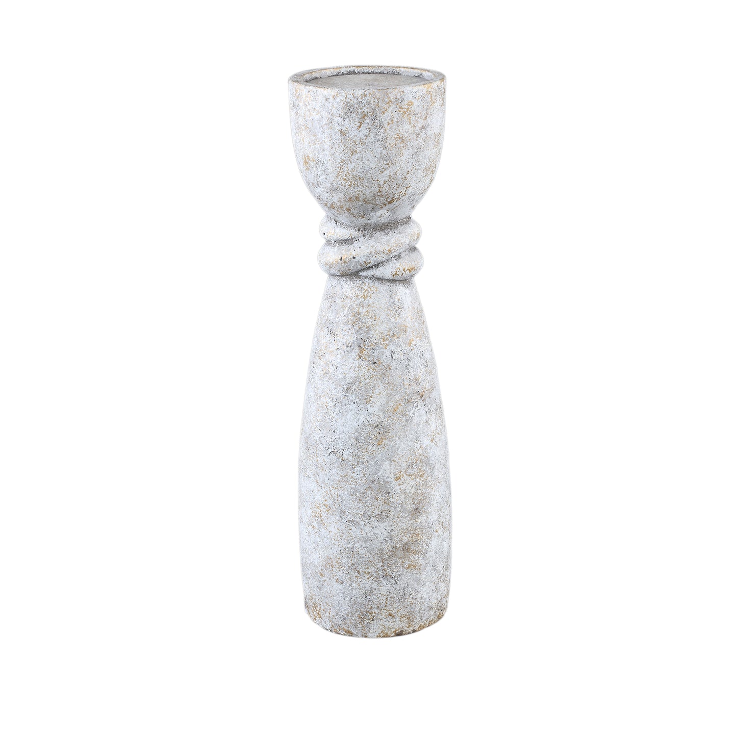 Ornan Grey Cement Candle Holder Round Detail L