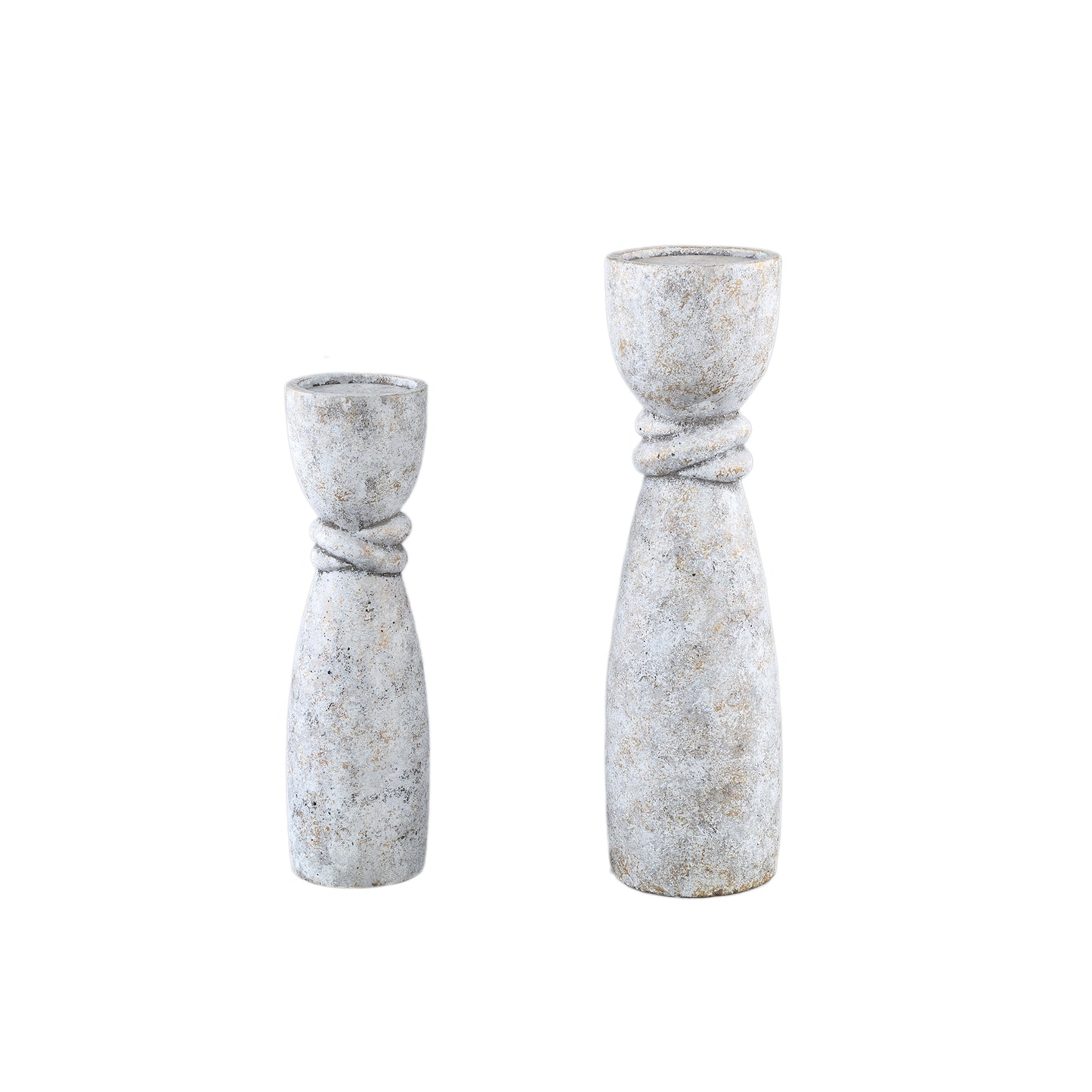 Ornan Grey Cement Candle Holder Round Detail L