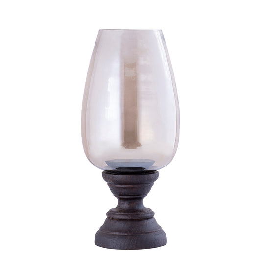 Qez Bruin Mangohout Windlicht Met Rookglas XL 44x20x20 cm