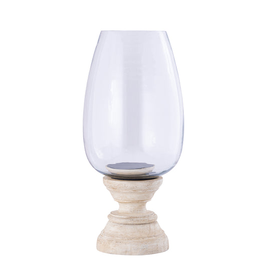 Qez Cream Windlicht Mangohout Helder Glas XL 44x20x20 cm