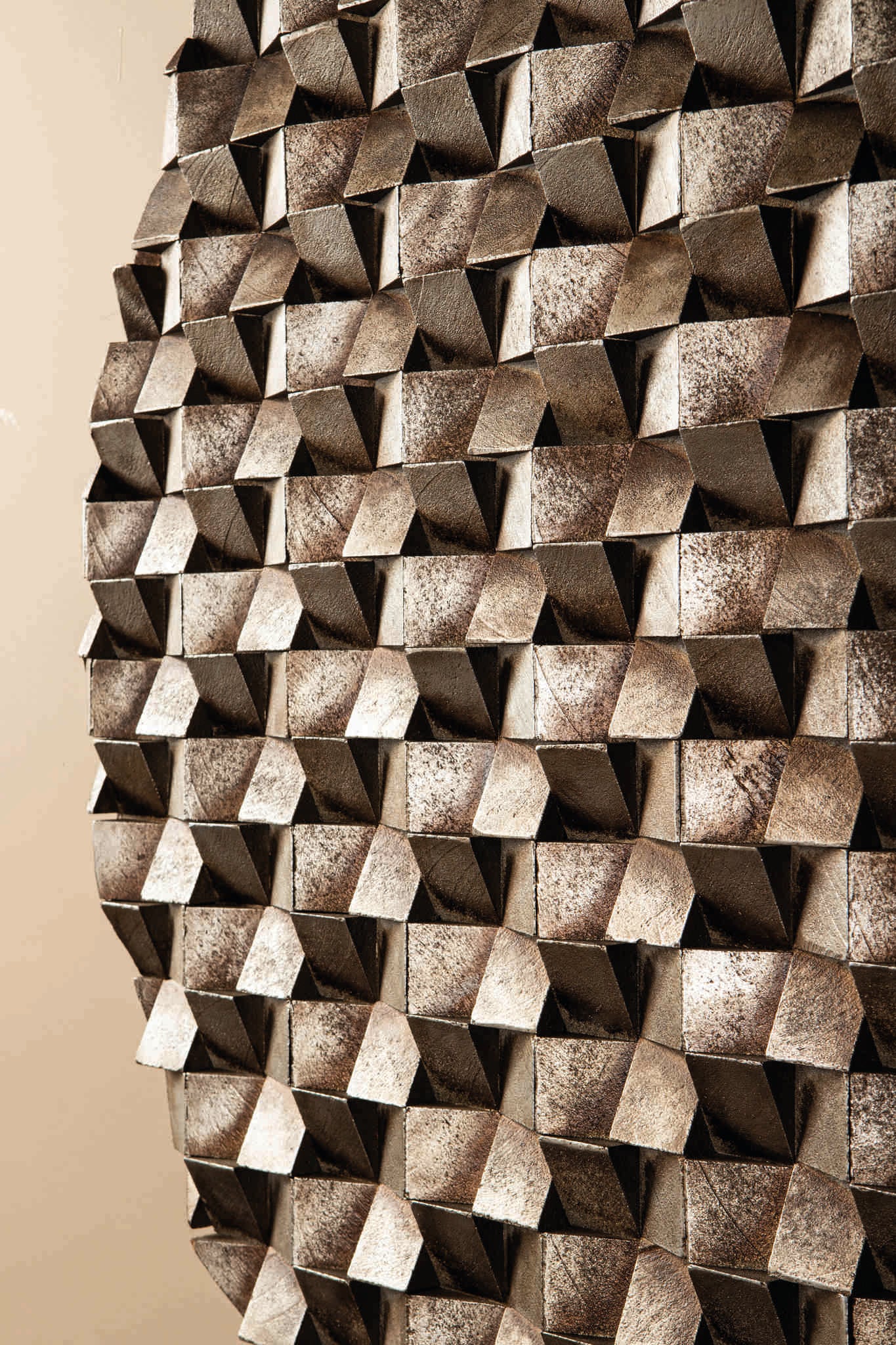 Zoaya Bronze Mdf Wood Wall Panel 3D Cubes Round S