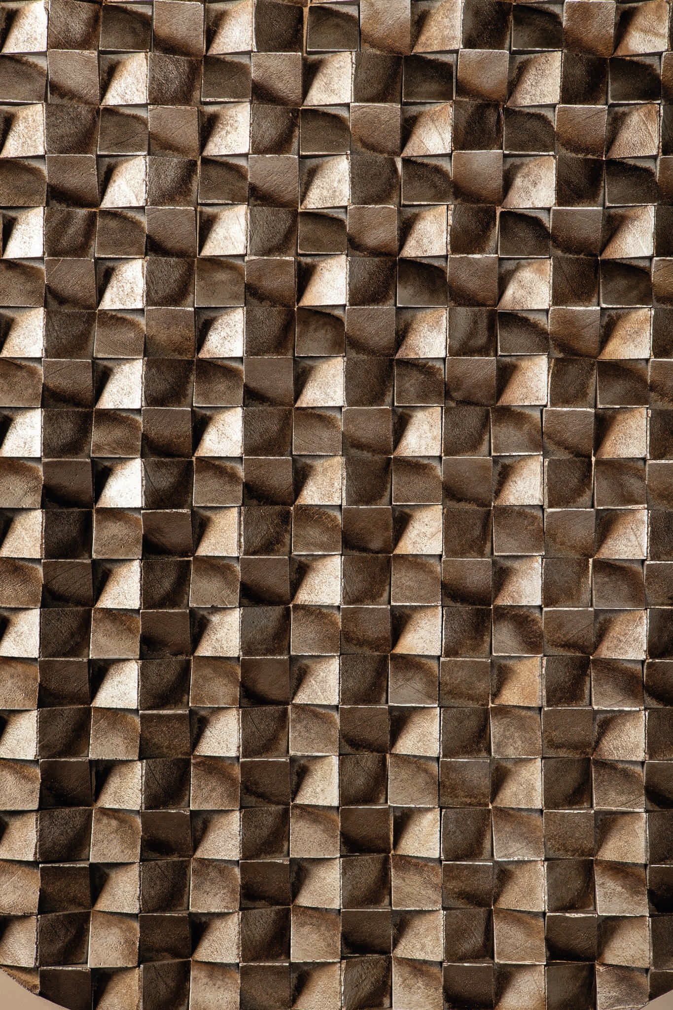 Zoaya Bronze Mdf Wood Wall Panel 3D Cubes Round S