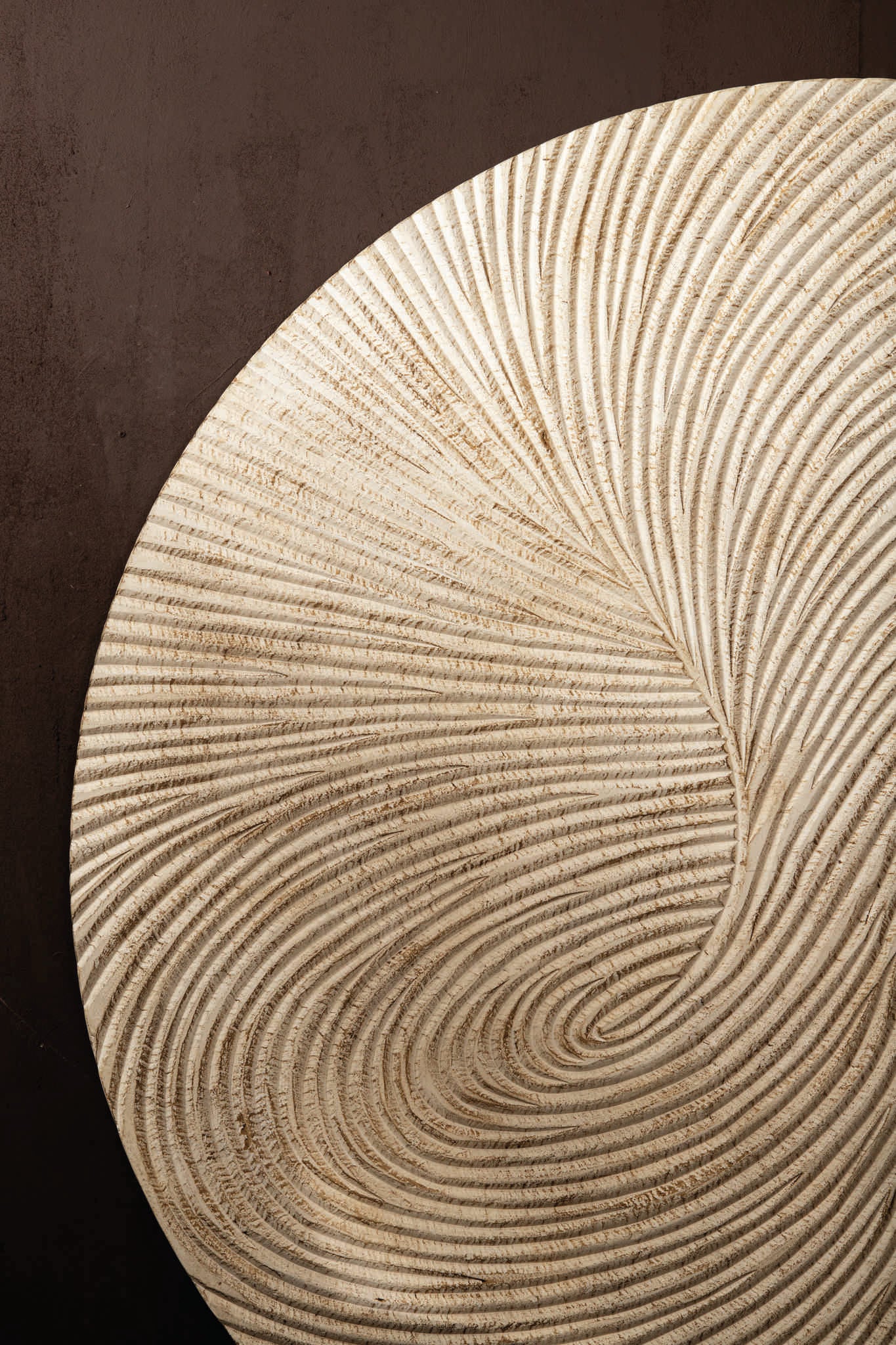 Wiktor White MDF Round Wallpanel Swirl Carved S