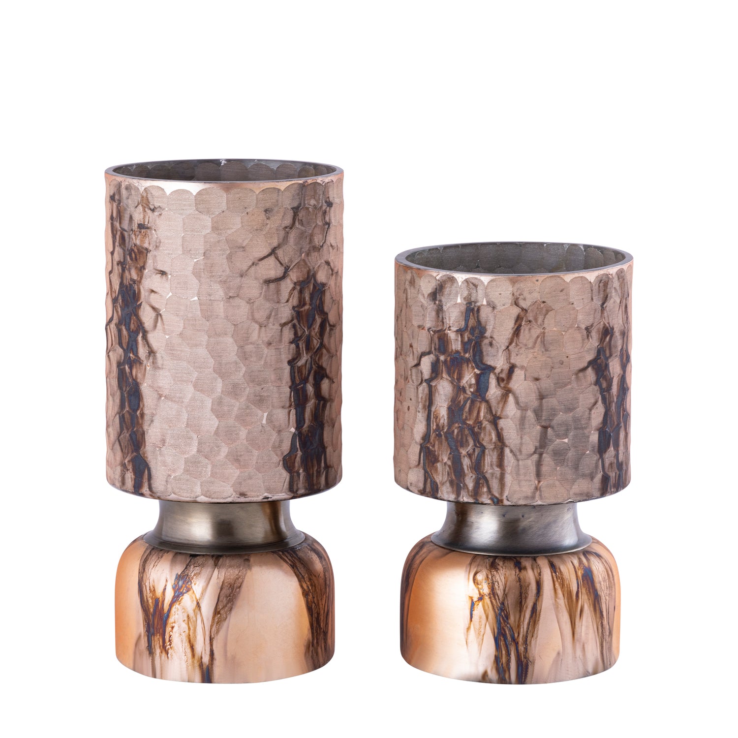 Belinsu Koper Glas Windlicht Ets Rond Set van 4 Stuks 25x12x12 cm