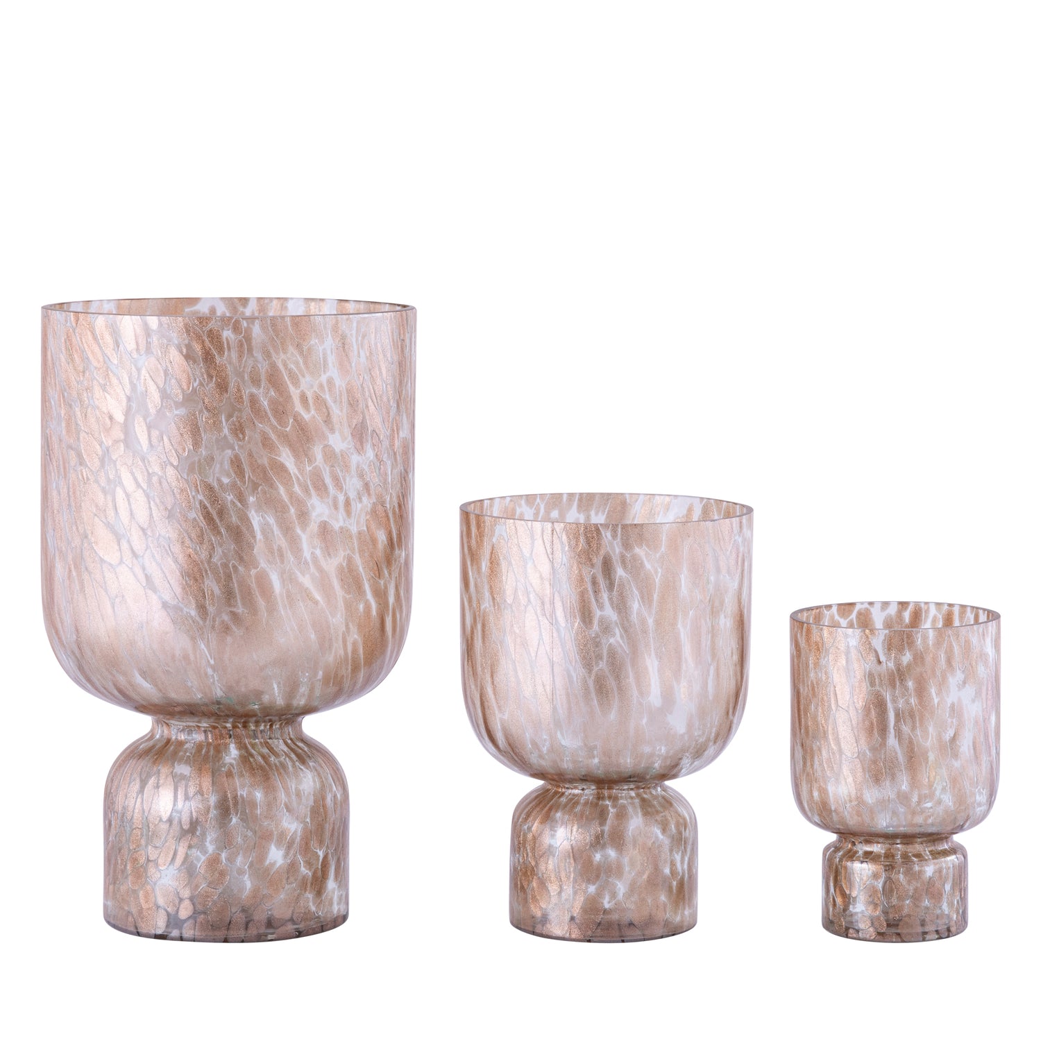 Rishi Helder Glas Windlicht Roze Stippen Rond Set van 6 15x10x10 cm