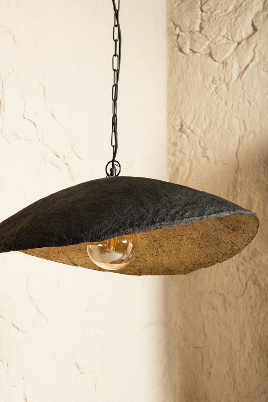 Majid Black Paper Machee Wave Lamp Gold Inside