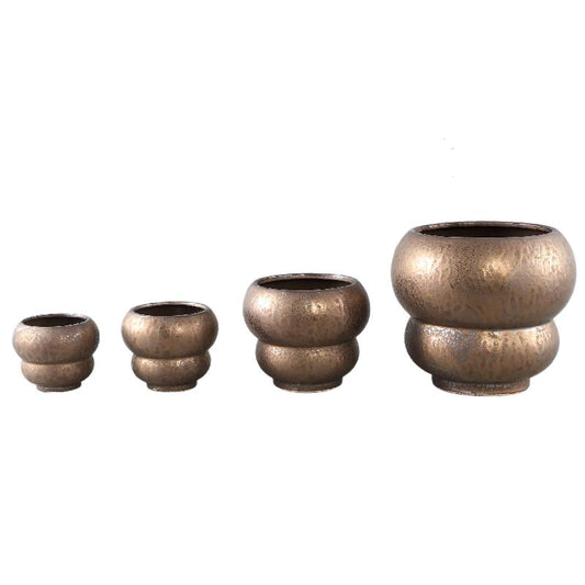 Anashe Brons Keramische Pot Gelaagd Rond M Set van 8 15.5x18.5x18.5 cm