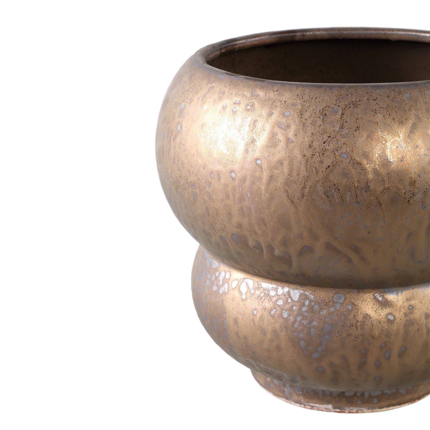 Anashe Bronze Ceramic Pot Layers Round L