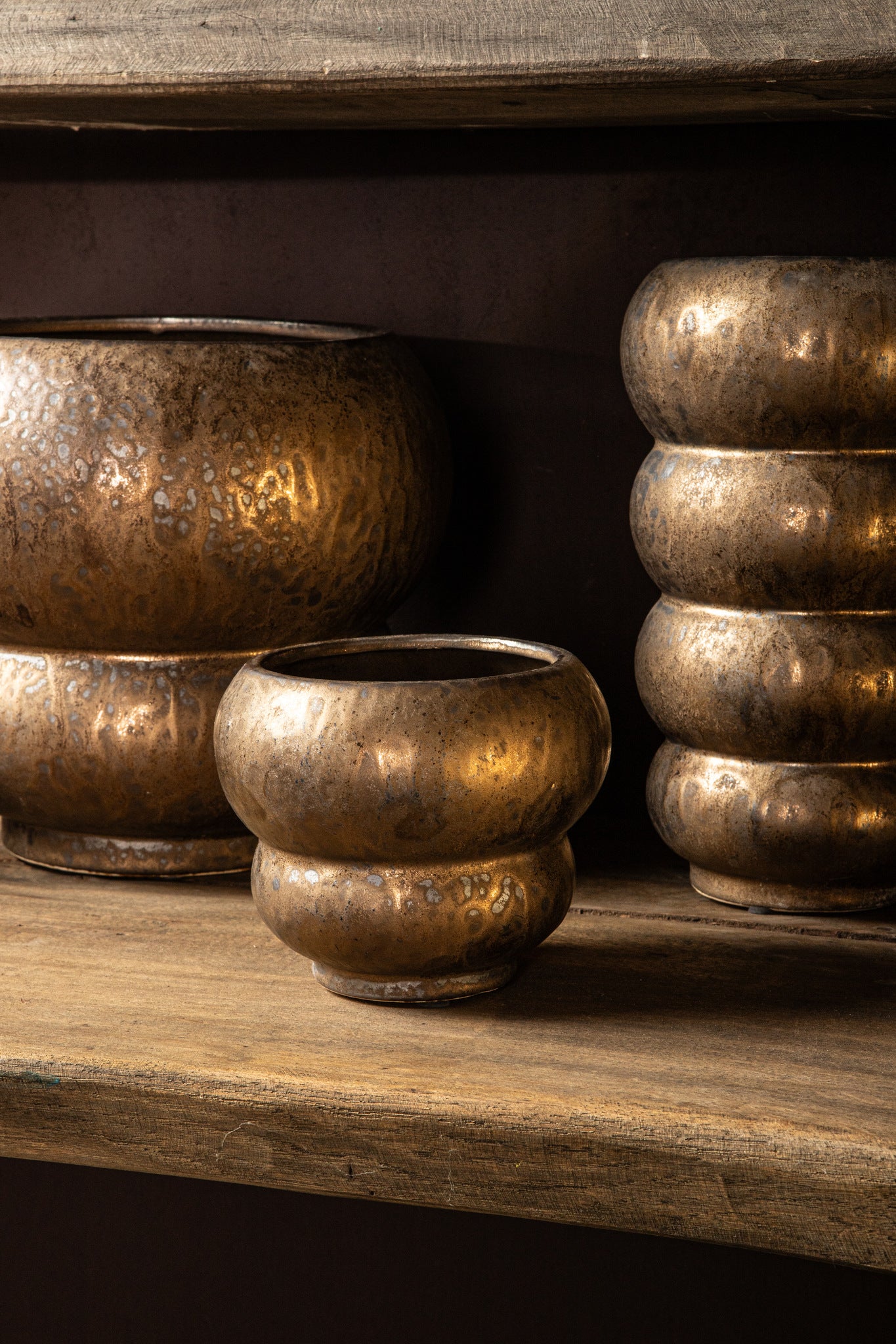 Anashe Bronze Ceramic Pot Layers Round L