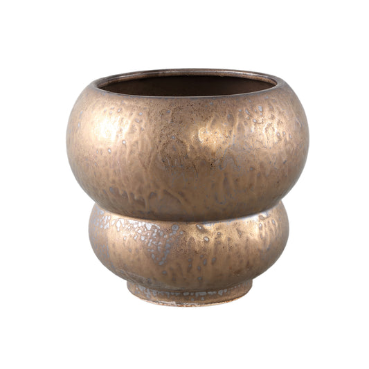 Anashe Bronzen Keramische Pot Lagen Rond Set van 2 - 2 Sets 23x26x26 cm