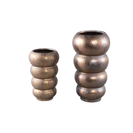 Anashe Bronze Ceramic Pot Layers Round High L