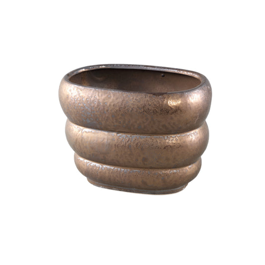 Anashe Bronze Ceramic Pot Layers Oval L