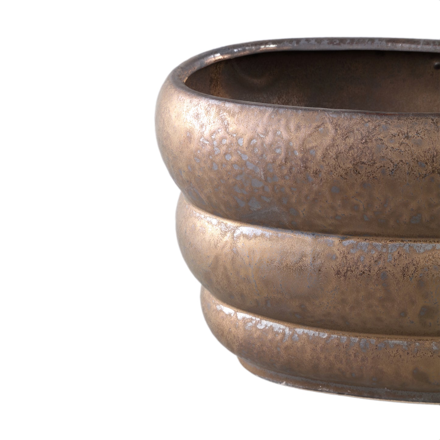 Anashe Bronze Ceramic Pot Layers Oval L