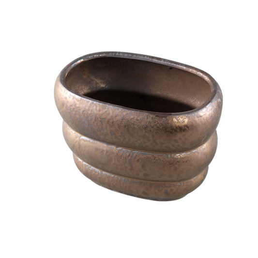 Anashe Brons Keramische Pot Lagen Ovaal L – Set van 4 Stuks - 4 Sets 20x28x18 cm