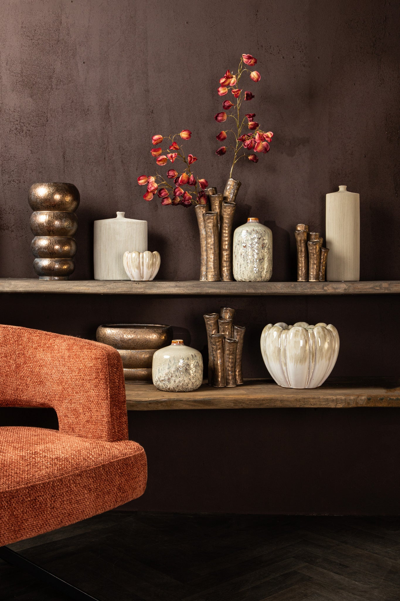 Anashe Bronze Ceramic Pot Layers Oval L