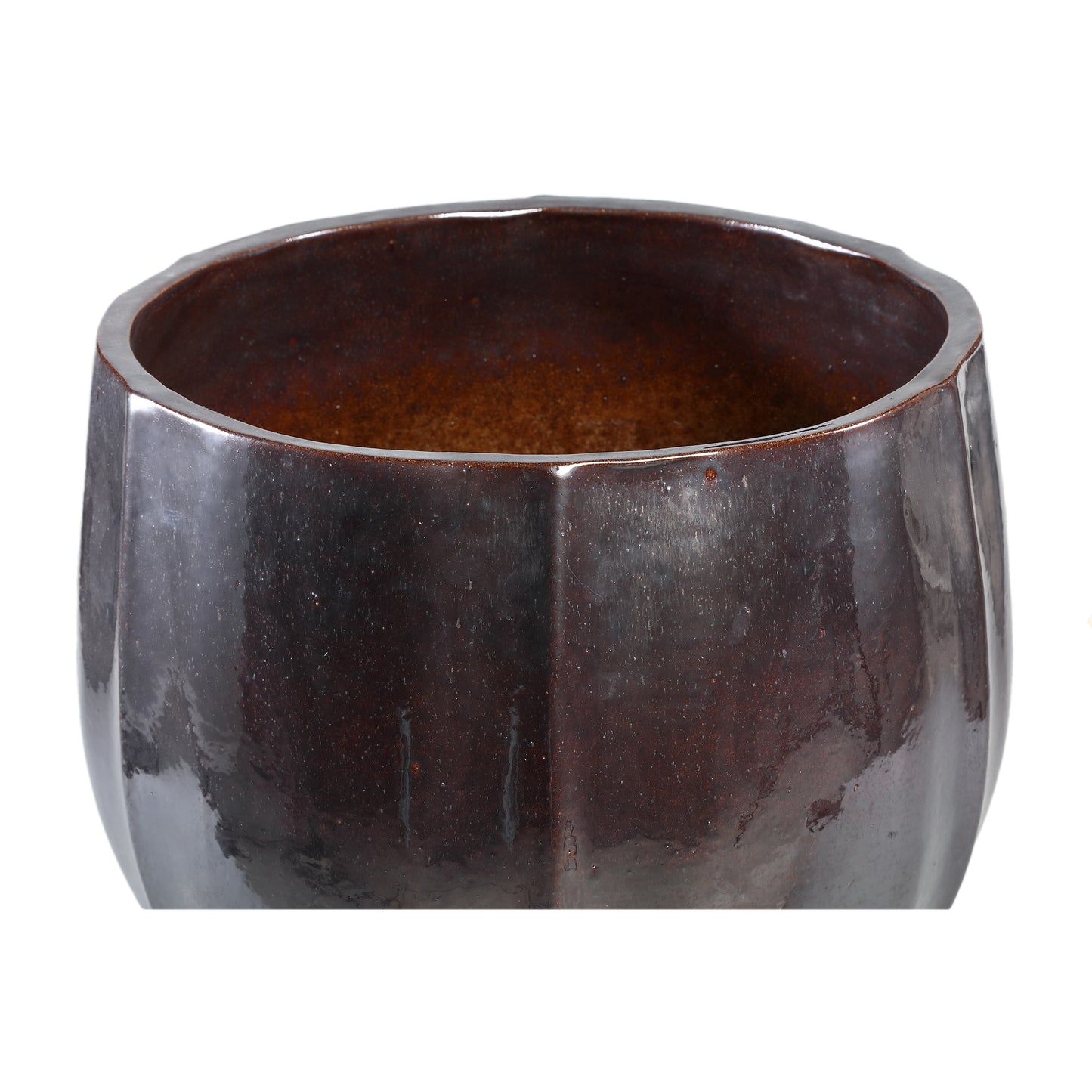 Ayasha Silver Glazed Ceramic Pot Shiny Round SV4