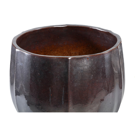 Ayasha Silver Glazed Ceramic Pot Shiny Round SV4