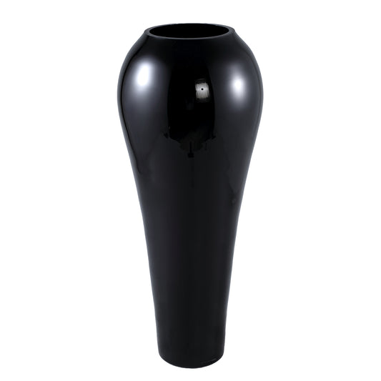 Serren Black Round Glass Vase Wide Top