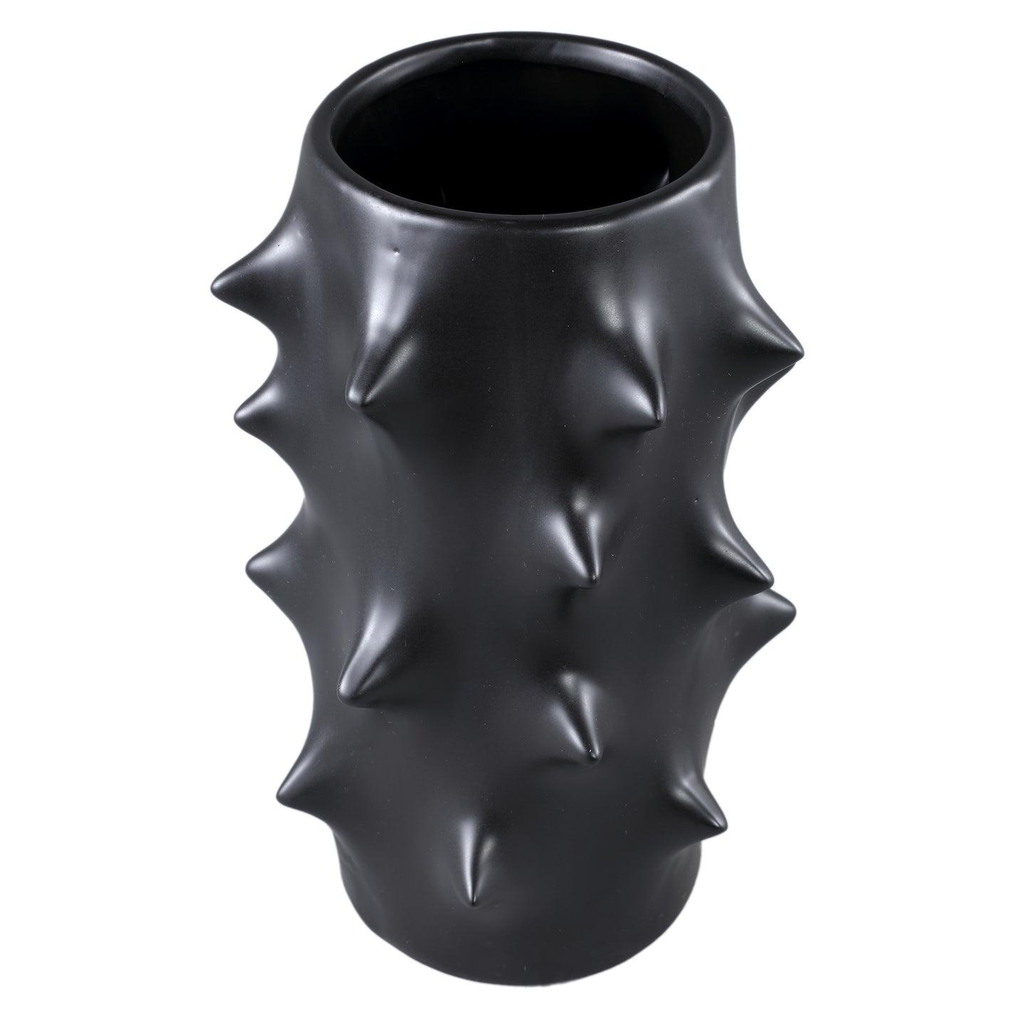 Oswaldo Black Round Shaped Ceramic Pot Bulges High