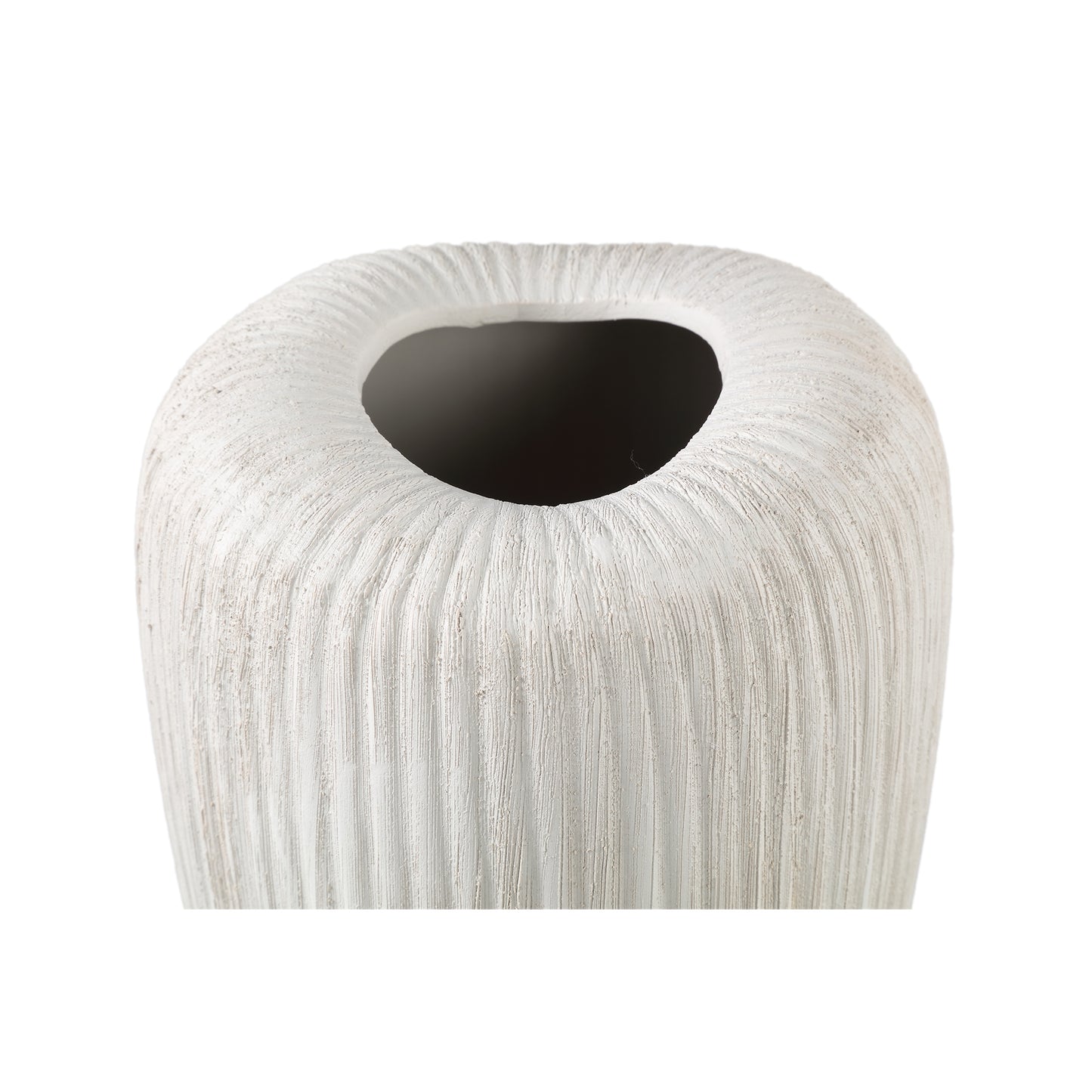 Zinet Cream Round Ceramic Pot With Lines L