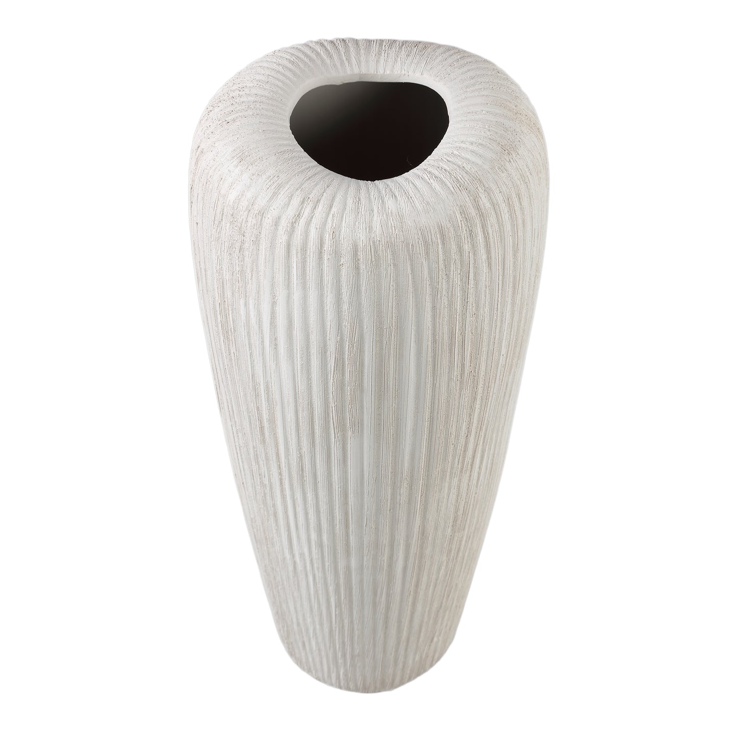 Zinet Cream Round Ceramic Pot With Lines L