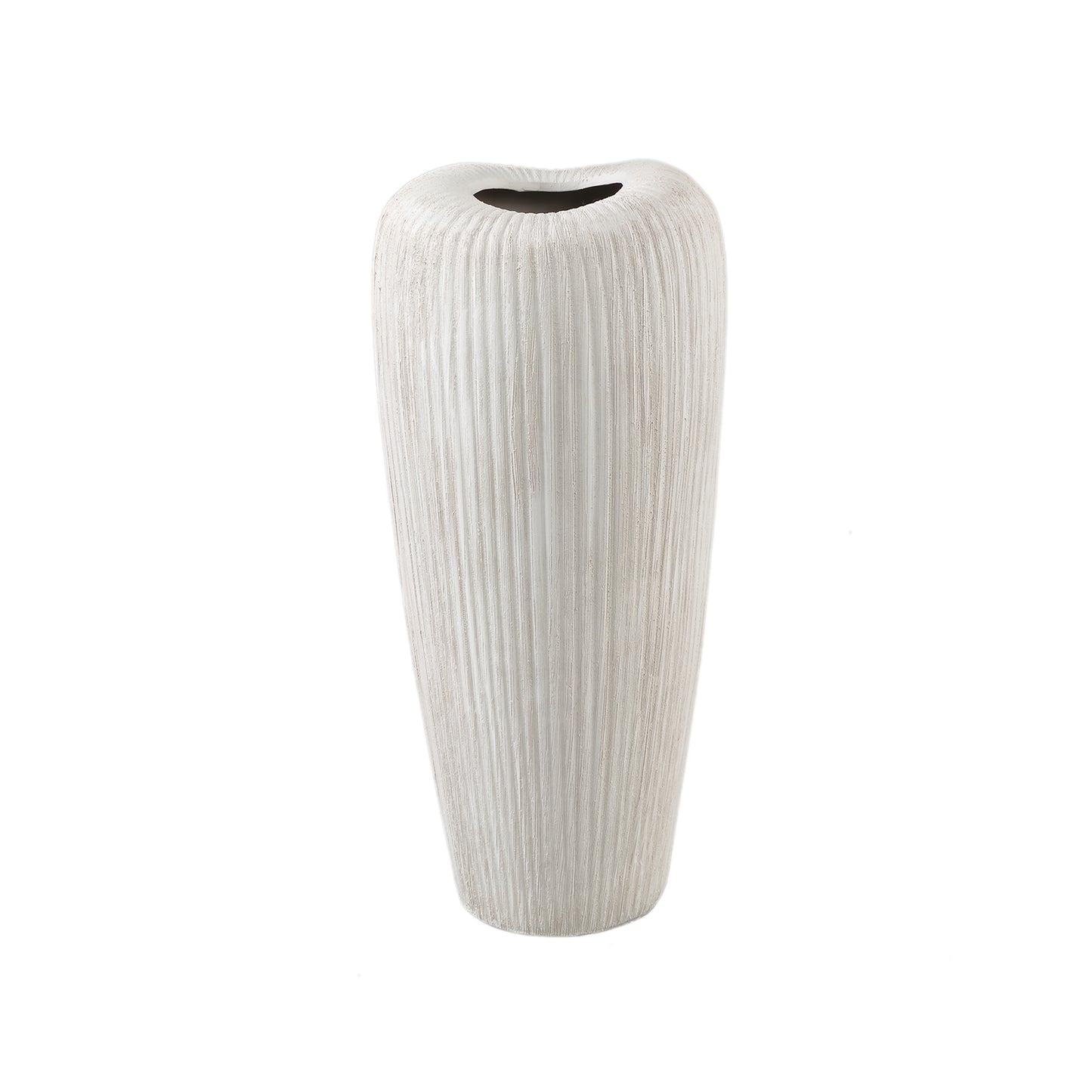 Zinet Cream Round Ceramic Pot With Lines M