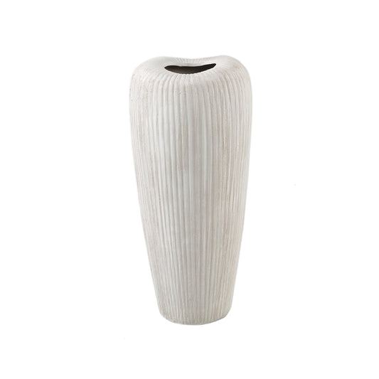 Zinet Cream Round Ceramic Pot With Lines M