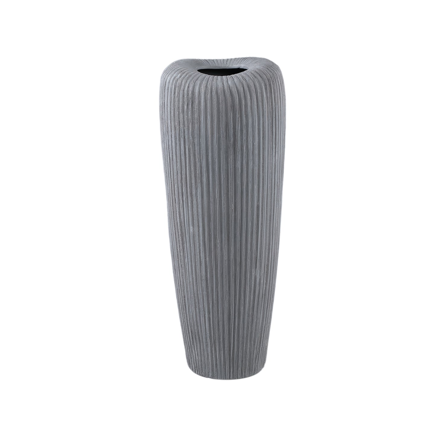 Zinet Grey Round Ceramic Pot With Lines L