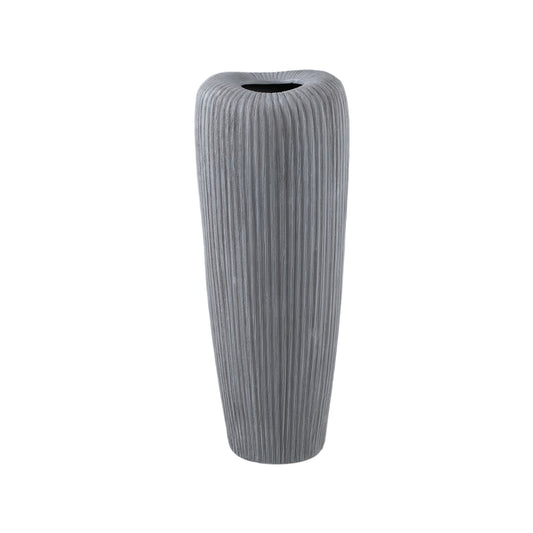 Zinet Grey Round Ceramic Pot With Lines L