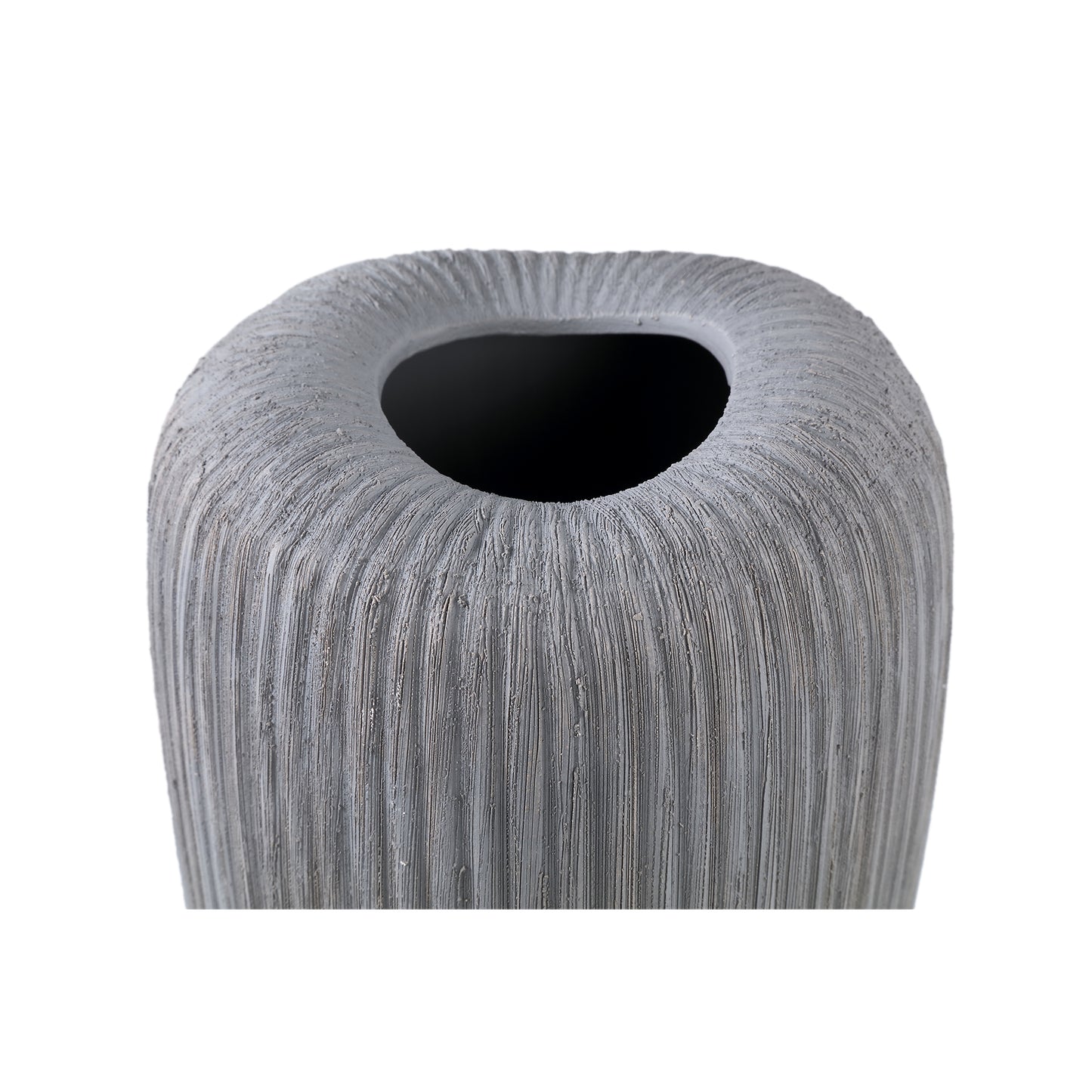 Zinet Grey Round Ceramic Pot With Lines L