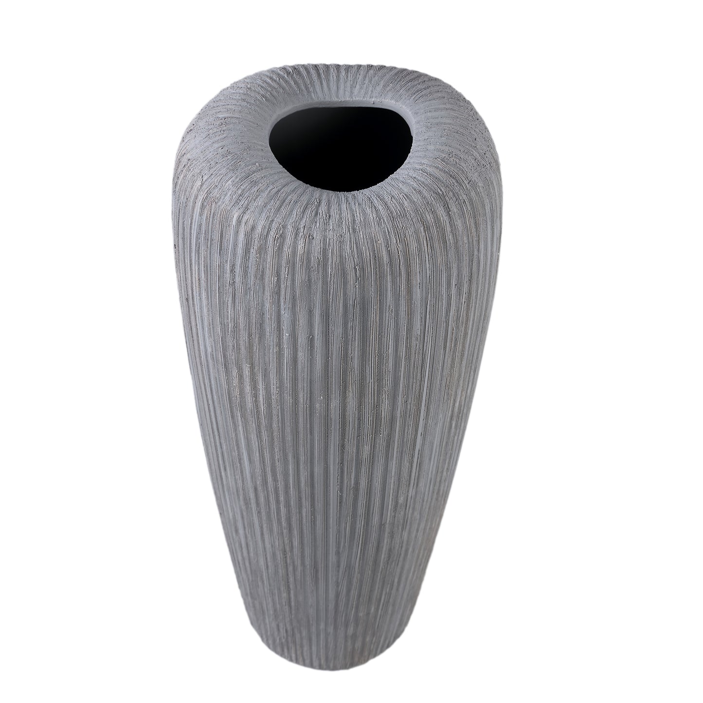 Zinet Grey Round Ceramic Pot With Lines L