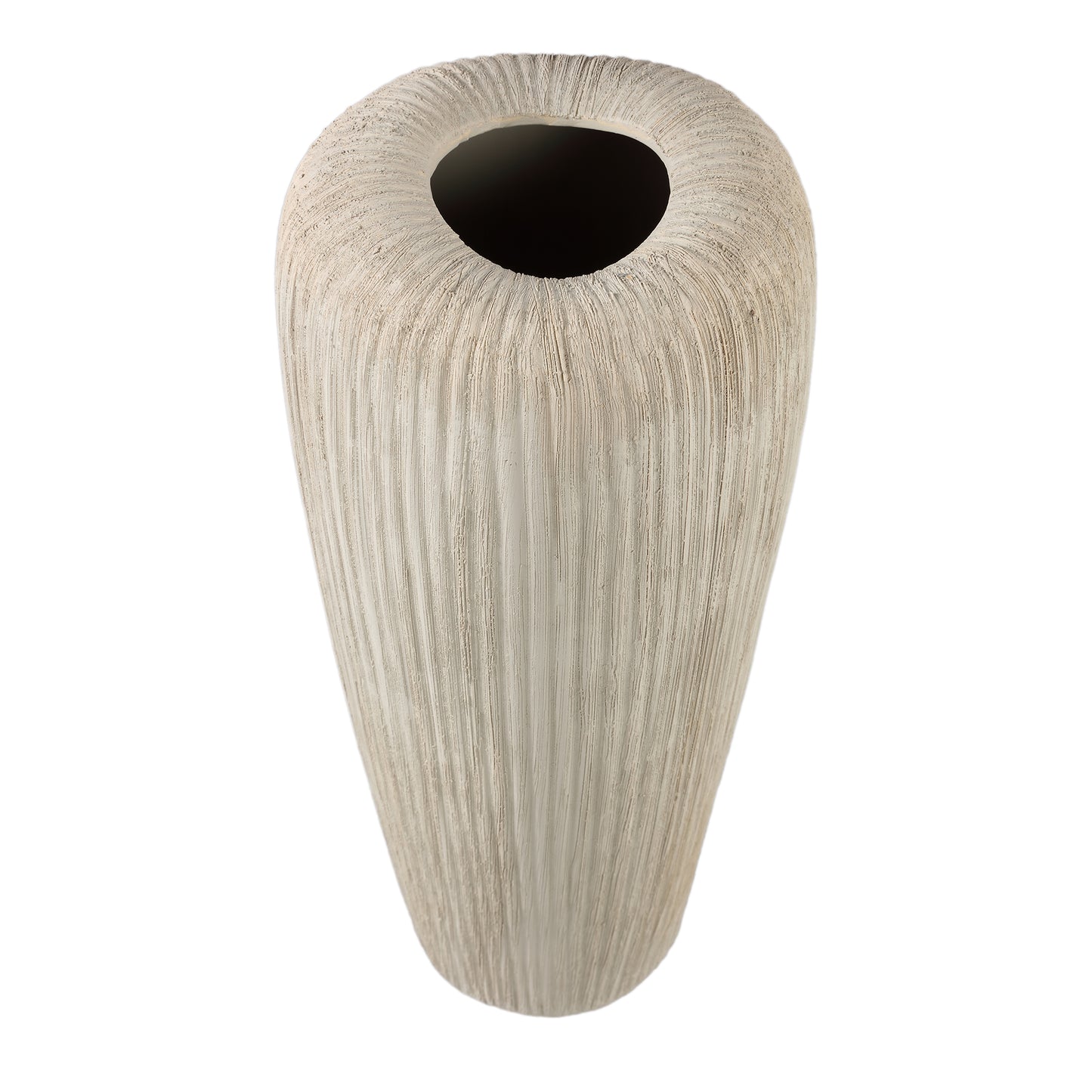 Zinet Taupe Round Ceramic Pot With Lines L