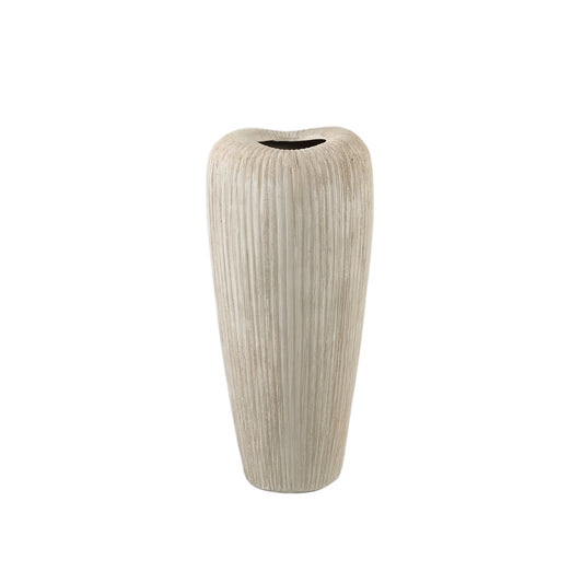 Zinet Taupe Round Ceramic Pot With Lines M