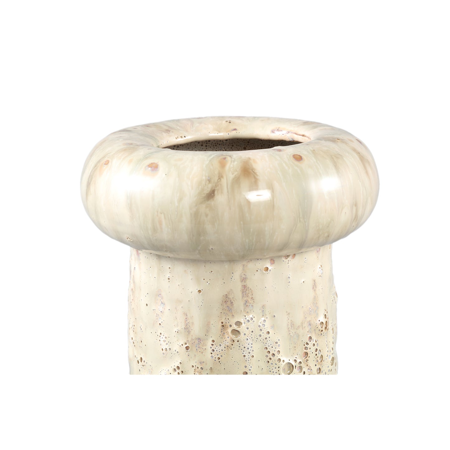 Wang Cream Round Ceramic Pot Glazed Thick Border L