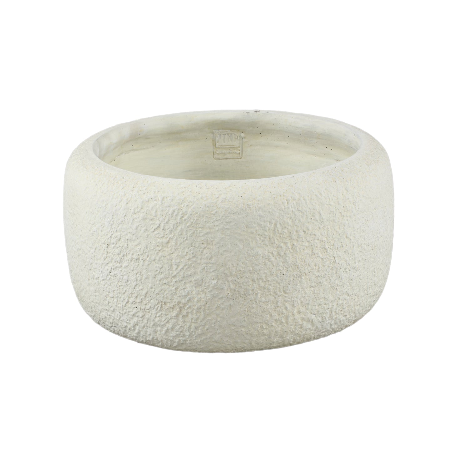 Evelynn White Round Cement Pot Low L