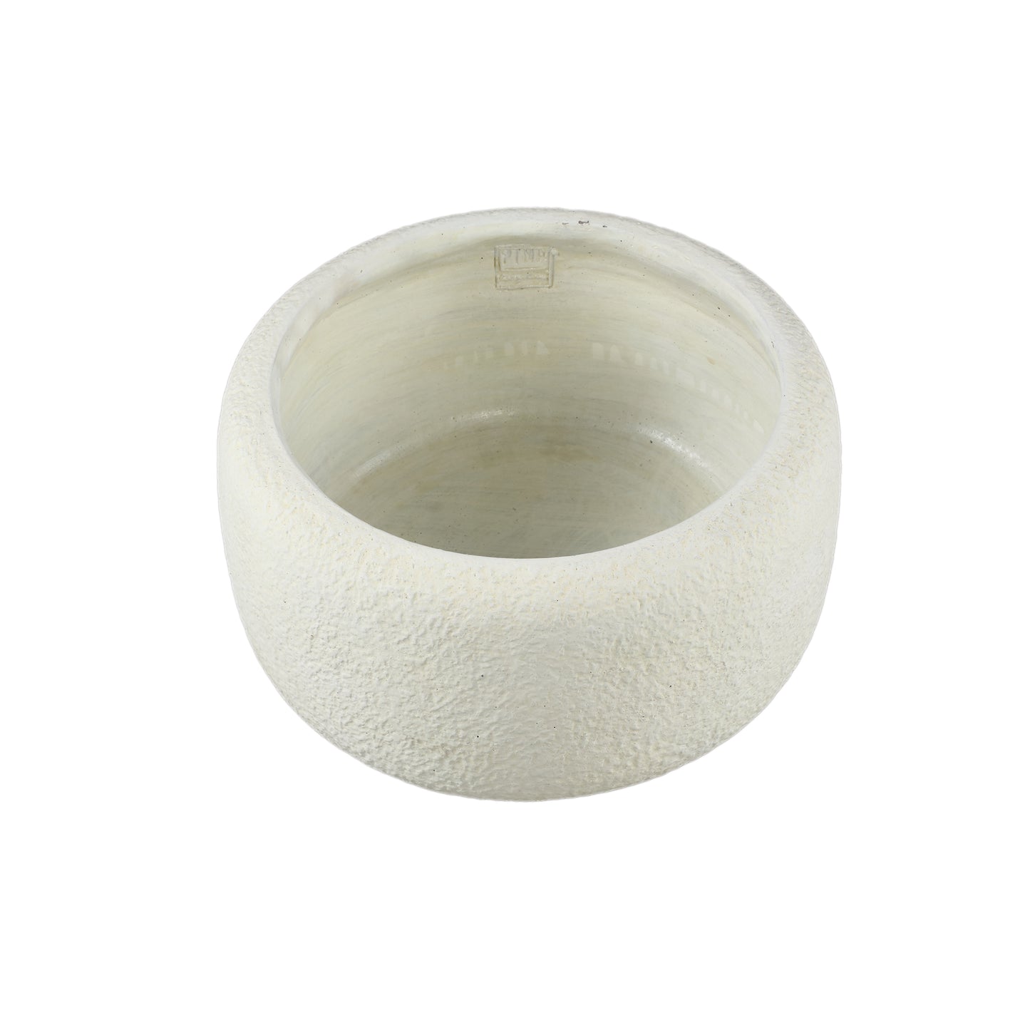 Evelynn White Round Cement Pot Low L