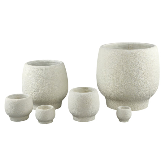 Evelynn Witte Ronde Cementpot Op Voet XL 30x30x30 cm