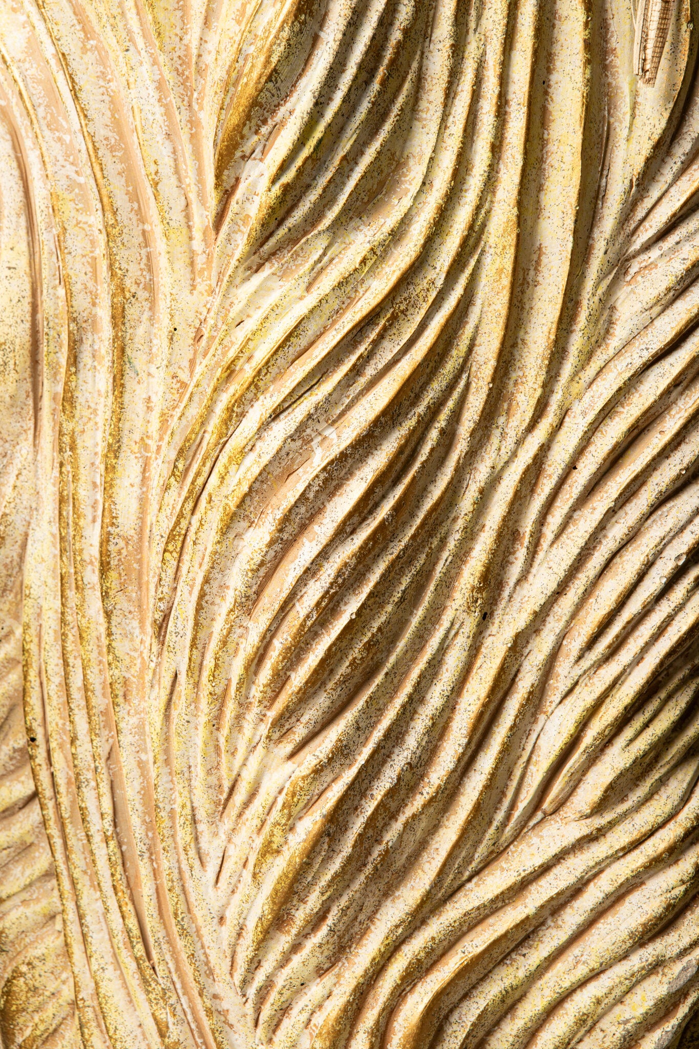 Alexio Cream Round Cement Pot Wavy Lines Low XXL