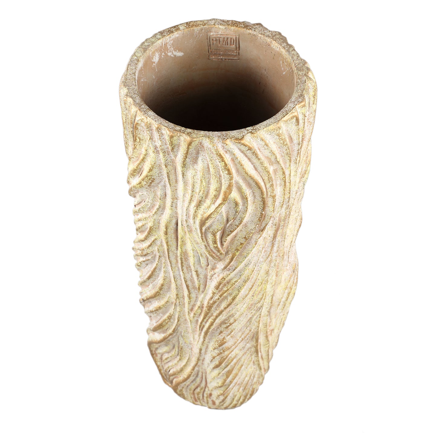 Alexio Cream Round Cement Pot Wavy Lines High L