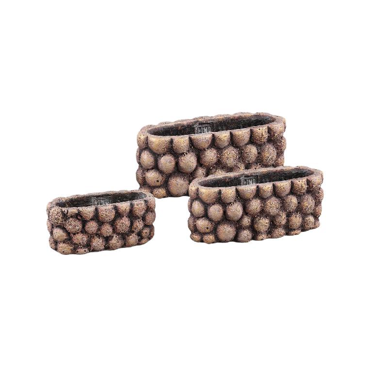 Gen Brons Ovale Cement Pot Bulbs Low - Set van 8 stuks 13x30x13 cm